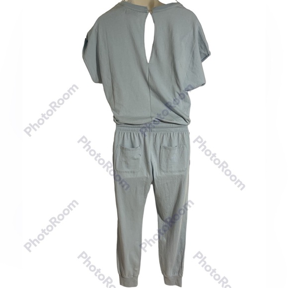 N:Philanthropy Roll Sleeve Power Blue Tie Waist Jogger Jumpsuit Size Small - Picture 4 of 10